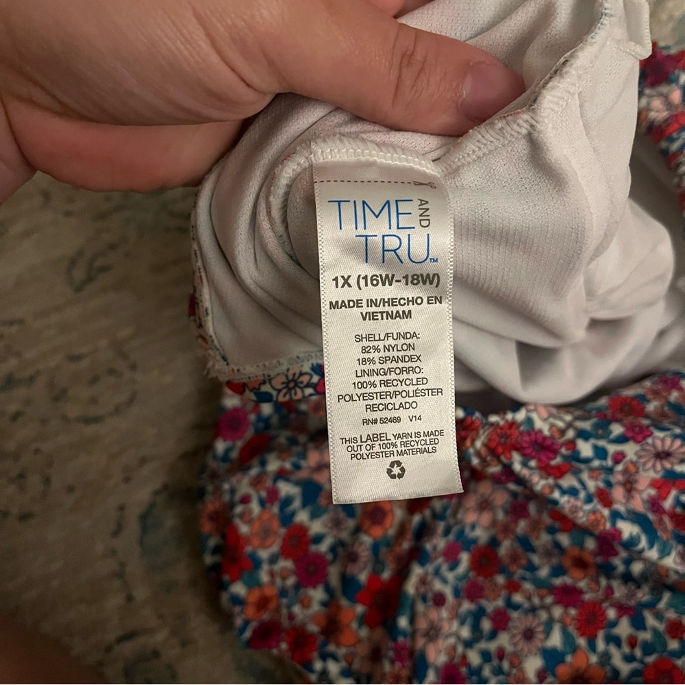 Time and Tru Colorful Floral Swimsuit - Picture 6 of 6